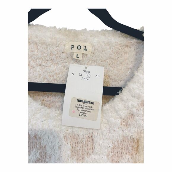 POL Cozy It Up Lounge Set Pink/White Animal Print NWT Sz L Tie Waist - Picture 4 of 9